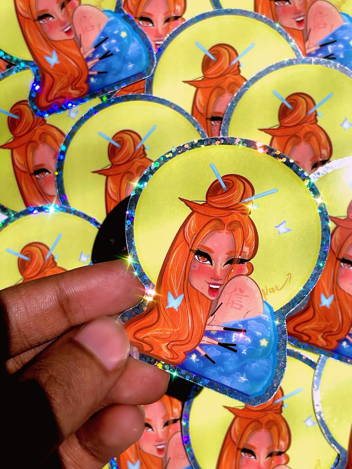 Jade Girl Glitter Sticker